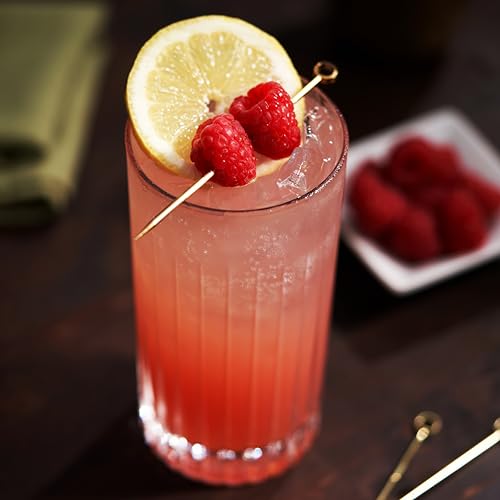Viski Reserve Milo Crystal Highball Glasses - European Crafted Collins Glasses Set of 4-14oz Cocktail Glass for Wedding or Anniversary and Special Occasions Gift Ideas