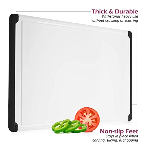 Extra Large Plastic Cutting Board for Kitchen - 18 Inch Dishwasher Safe Cutting Board, Reversible Chopping Board with Juice Groove + Non Slip Feet for Meat, Fruit, Vegetables, Meal Prep by Belwares