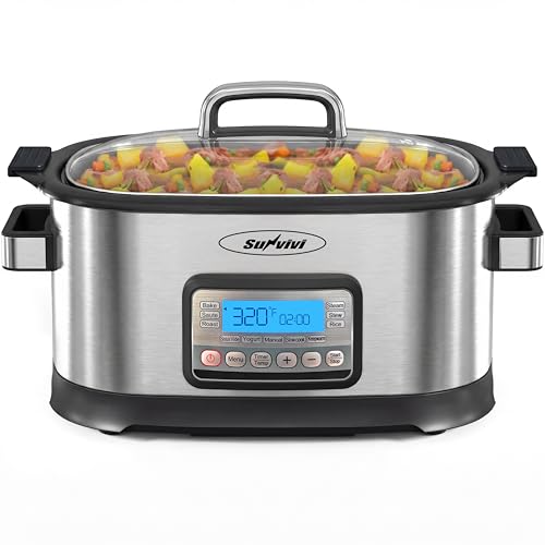 Sunvivi 12-in-1 Programmable Slow Cooker 6.5QT with Timer & Keep Warm