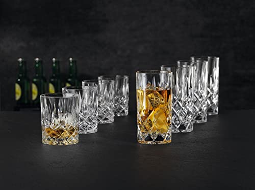 Nachtmann Noblesse 13 oz Crystal Glass Long Drink, Set of 4 – 6" Cut Crystal Lead-Free Highball Glasses for Cocktails, Sparkling Drinks & Beverages – Machine-Made Barware for Tabletop Use