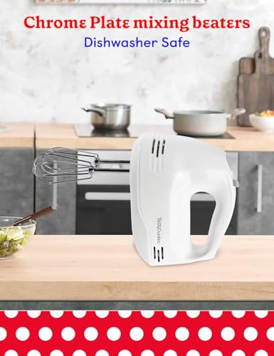 Betty Crocker 5-Speed Hand Mixer, 150 Watts Power, BC-4203WT, White