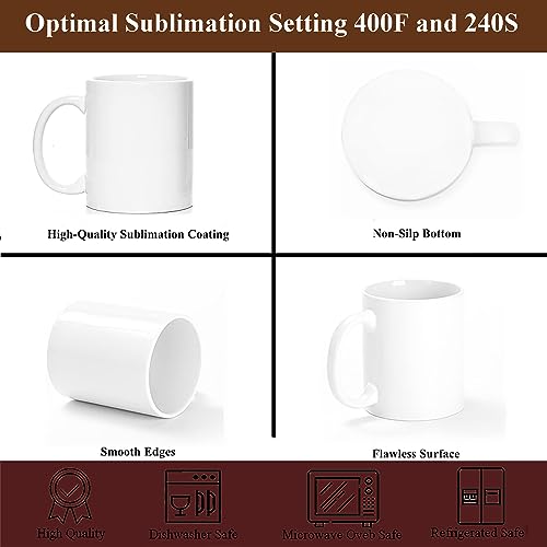 ABBSH Sublimation Mugs, Sublimation White Coffee Mugs Tazas Para Sublimacion Blank 11 OZ With Box for for Coffee, Soup, Tea, Milk, Latte, Hot Cocoa Set of 12
