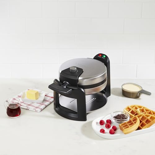 Cuisinart Round Flip Belgian Waffle Maker, 1" thick Belgian-style Waffle, WAF-F30NAS