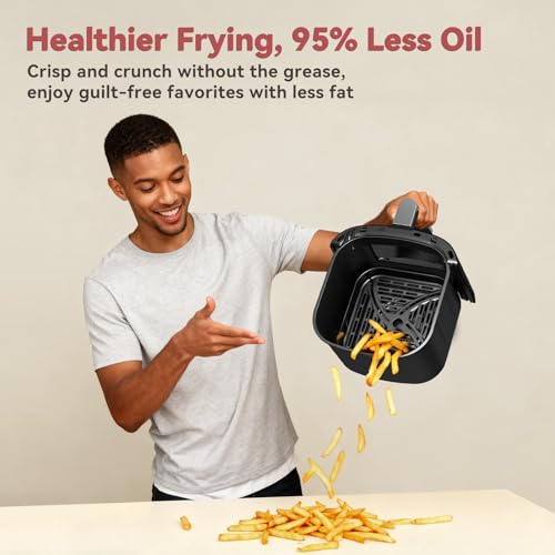 CARORI 6 Qt Air Fryer with Viewing Window, 12 Presets and DIY Mode, 1700W, 400°F Max, Large Nonstick Dishwasher-Safe Basket, Bake, Roast, Reheat, Dehydrate, Black
