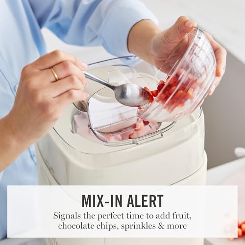 Martha Stewart 1 Quart Ice Cream Maker, Built-In Compressor, No Pre-Freezing Required, 3 Modes (Ice Cream, Sorbet, Frozen Yogurt), Automatic Mix-In Alert, Dishwasher-Safe Parts, Linen Cream