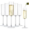 Nervure 24 Pack Plastic Champagne Flutes - 6 Oz Clear Disposable Champagne Flutes - Square Plastic Toasting Glasses for Party Birthday Anniversary Wedding