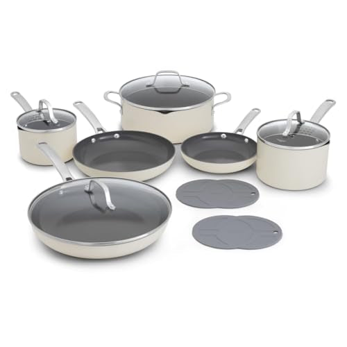 Calphalon Ceramic Nonstick 12 Piece Cookware Set, Easy Cleanup Pots and Pans for Everyday Cooking, PFAS-Free Kitchen