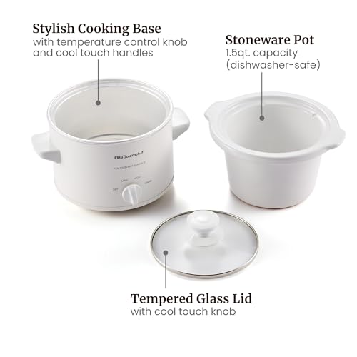 Elite Gourmet MST-250XW Electric Ceramic Slow Cooker, Adjustable Temp