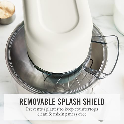 Martha Stewart 5.3Qt Stand Mixer, 12-Speed Tilt-Head Electric Kitchen Mixer with Stainless Steel Bowl, Dough Hook, Whisk & Beater, Splash Guard, Ideal for Baking Bread, Cake & Whipping, Linen Cream