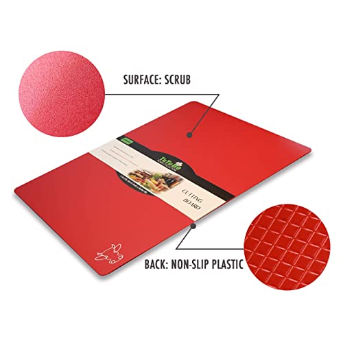 Cutting Board Mats Flexible Plastic Colored Mats with Food Icons, Fotouzy BPA-Free, Non-Porous, Anti-skid back and Dishwasher Safe, Set of 7 Rainbow - 7 Pieces