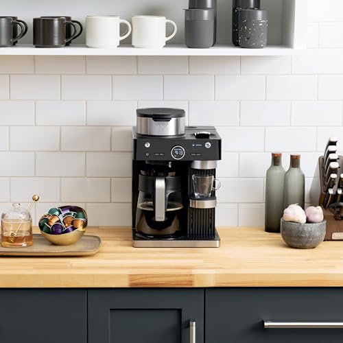 Ninja (Refurbished) CFN602 Espresso & Coffee Barista System with Ristretto Function, Single-Serve Coffee, Compatible with Nespresso Capsule, 12-Cup Carafe, Built-in Frother (Renewed)