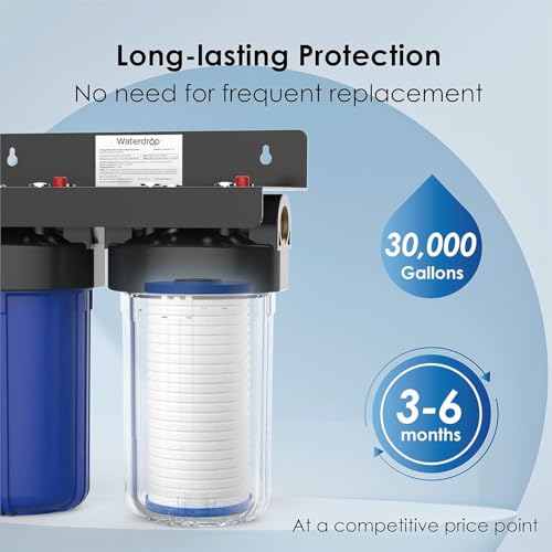 Waterdrop AP810 Whole House Water Filter, Replacement for 3M® Aqua-Pure® AP810, AP801, AP811, Whirlpool® WHKF-GD25BB, WHKF-DWHBB, 5 Micron, 10" x 4.5", Well & Tap Water Filter, Pack of 3