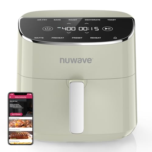 Nuwave Brio Plus Air Fryer 8 Qt, New & Improved, PFAS-FREE, 7 Digital One-Touch Cook Functions that AIR FRY, BAKE