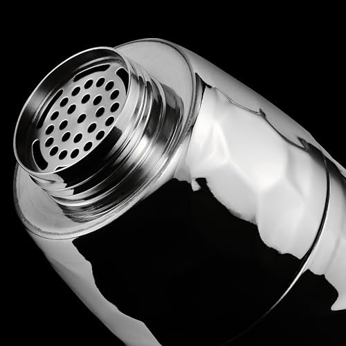 HexClad 25 oz Cocktail Shaker, Vacuum Insulated Bar Shaker with Built-In Jigger & Strainer, Leak-Proof, PVD Finish (Chrome)