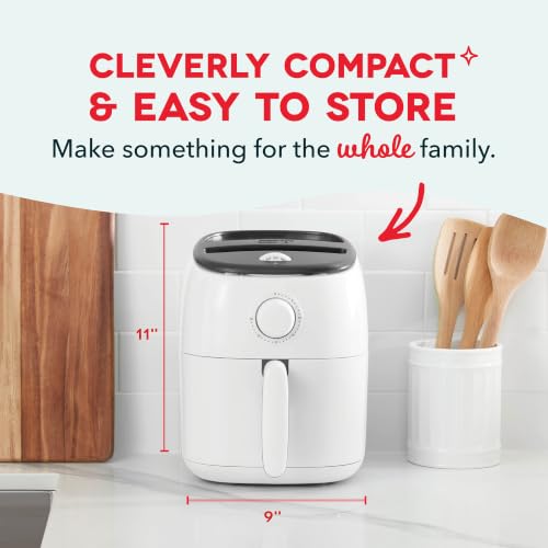 Dash Tasti-Crisp™ Air Fryer - AirCrisp® Technology - Compact Design with Adjustable Temperature Control - Nonstick Fry Basket & Auto Shut-Off Feature - 2.6 Quarts - White