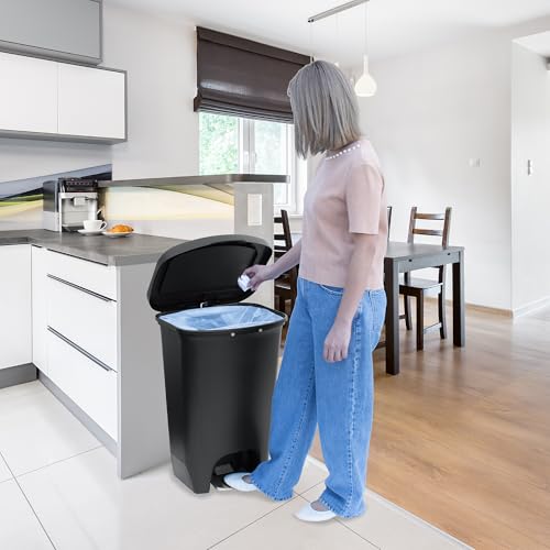 Glad 13 Gallon Trash Can with Clorox Odor Protection, 2 Pack | Plastic Kitchen Waste Bin | Hands Free with Step On Foot Pedal and Garbage Bag Rings, Black