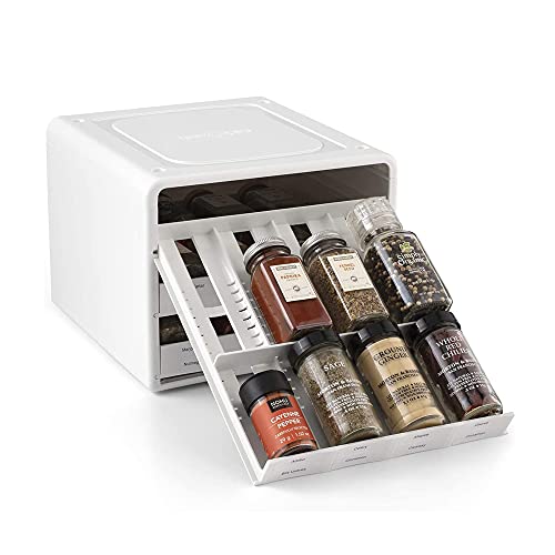 YouCopia SpiceStack® Adjustable Spice Rack Organizer, Pull-Down 24-Bottle Seasonings and Spices Holder for Kitchen Cabinet and Pantry Organization with 104 Included Labels