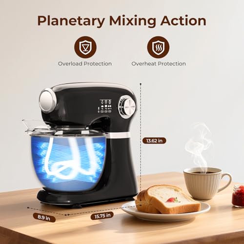 Electactic Stand Mixer With 12 Speed,5.3 Quart Electric Mixer With Tilt Head, Kitchen Mixer for Daily Use with Egg Whisk,Dough Hook,Flat Beater