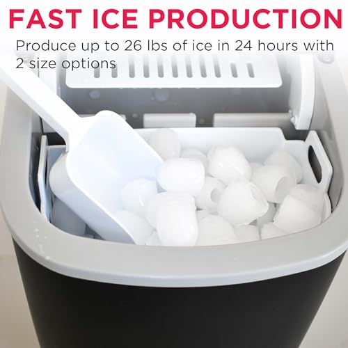 FRIGIDAIRE EFIC128AMZBLK Compact Countertop Ice Maker, 26 lb per Day, Black