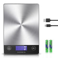 CROWNFUL Food Scale, 33lb Rechargeable 304 Stainless Steel Digital Kitchen Scale Weight Grams and Ounces with LCD Display and Type-C Charging for Meal Prep, Baking and Cooking