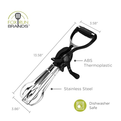 Fox Run Stainless Steel Manual Hand Mixer, Black Retro Style Egg Beater