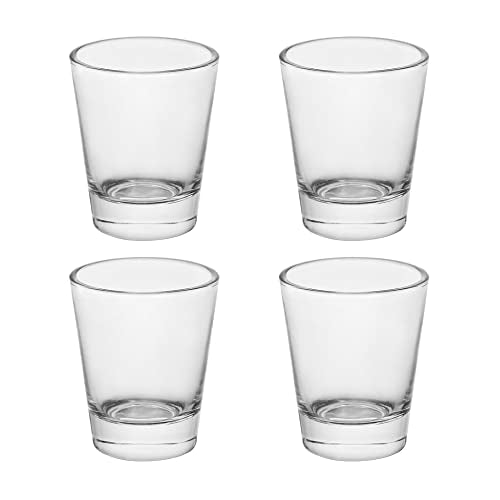 BTGLLAS Heavy Base Shot Glasses, 1.5 oz Sets of Clear Shot Glass (4 Pack), Measuring Cup for Espresso, Liquid, and Wine - Heavy Glass (Glass, 4Pack)