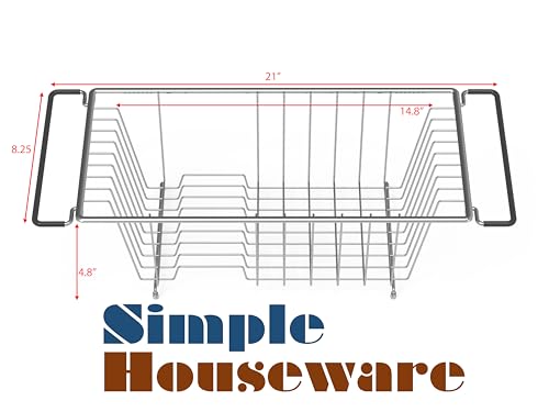 Simple Houseware Over Sink Counter Top Stainless Steel Dish Drainer Drying Rack, Chrome