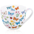 Colorful Butterfly Mug - 20oz Bone China Coffee Tea Hug Mug with Multicolor Butterflies, Ladybugs, Bees & Blooms, Perfect Gifts for Mom Women Mothers Day, Designed in England by Harvest Green Studio