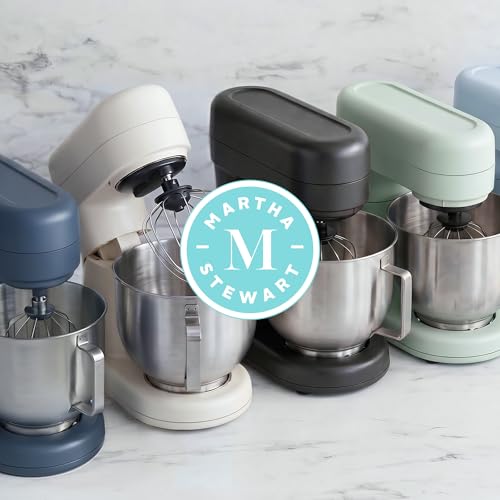 Martha Stewart 5.3Qt Stand Mixer, 12-Speed Tilt-Head Electric Kitchen Mixer with Stainless Steel Bowl, Dough Hook, Whisk & Beater, Splash Guard, Ideal for Baking Bread, Cake & Whipping, Linen Cream