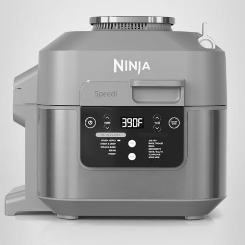 Ninja SF301 Speedi Rapid Cooker & Air Fryer, 6-Quart Capacity, 12-in-1 Functions to Steam, Bake, Roast, Sear, Sauté, Slow Cook, Sous Vide & More, 15-Minute Speedi Meals All In One Pot, Sea Salt Gray