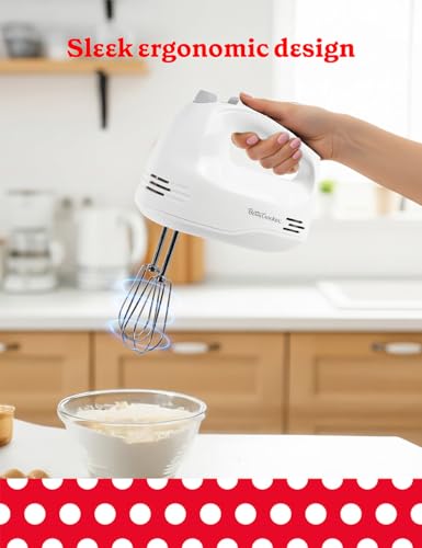 Betty Crocker 5-Speed Hand Mixer, 150 Watts Power, BC-4203WT, White