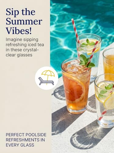 QAPPDA Highball Glasses Set of 6, 17oz Tall Drinking Glasses, Wide Mouth Design Water Glass for Kitchen Cups, Tom Collins Glasses, Mojito Glass Cups, Cocktail Glasses for Bar Glassware