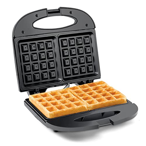Elite Gourmet Maxi-Matic Electric Nonstick Belgian Waffle Iron Snack Maker Machine, Breakfast, Sandwiches, Compact & Portable, 2 Slice, Black