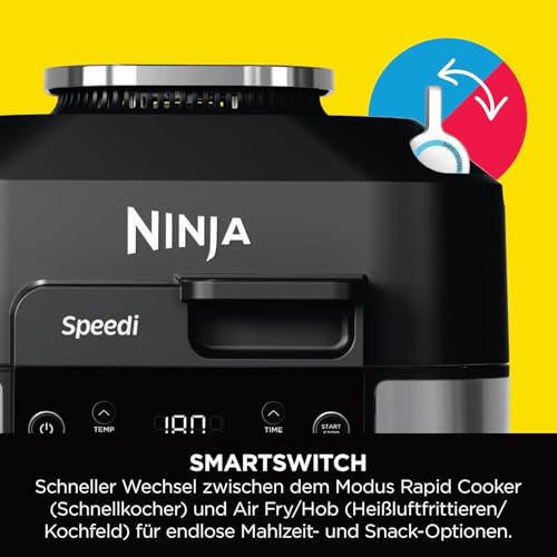 Ninja Speedi 10-in-1 Quick Cooker, Air Fryer, Air Fryer and Multicooker, 5.7L, Meals for 4 in 15 Minutes, Steam, Grill, Bake, Roast, Sear, Stew and More, Black, ON500EU