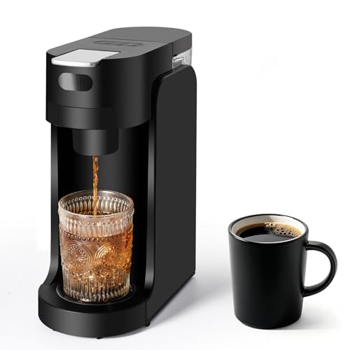 SOPPY Single Serve Coffee Maker for K Capsule, 3 Seconds Instant Hot with Adjustable Temperature Control, Dual Brew