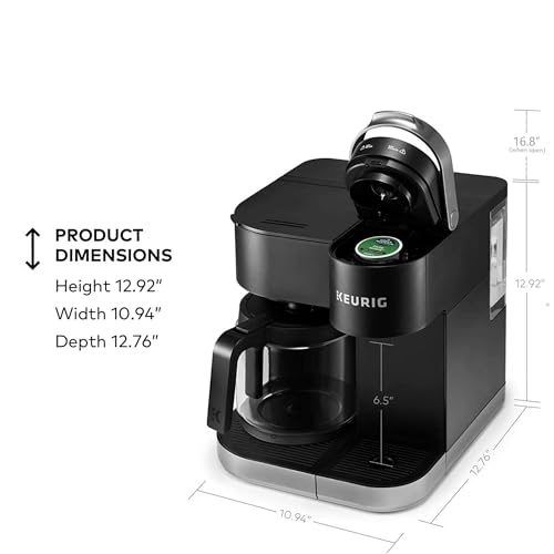 Keurig K-Duo Single Serve K-Cup Pod & Carafe Coffee Maker, with Multiple Brew Sizes, 60oz Removable Reservoir, Programmable Auto Brew Carafe, Black