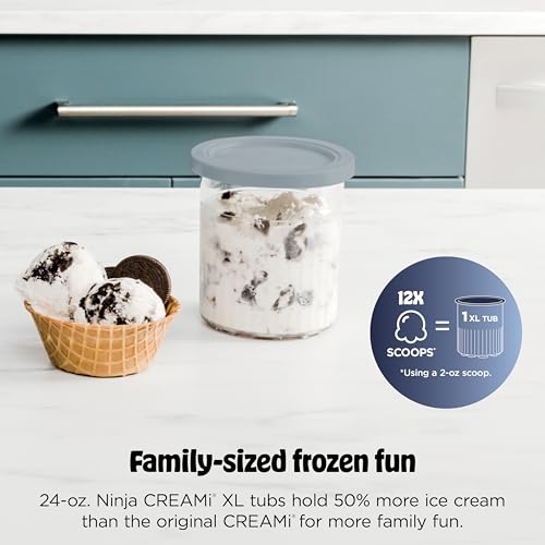 Ninja CREAMi Deluxe Ice Cream Maker | 11-in-1 Create Frozen Desserts, Sorbet, Milkshakes, Yogurt & More | Includes 2 Dishwasher Safe XL 24 Oz. Tubs with storage lids | Silver | NC501