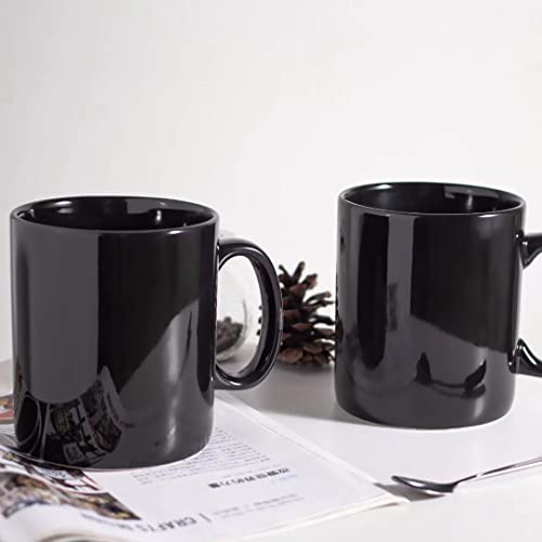 BYCNZB 30oz Super Large Ceramic Coffee Mugs Large Handles Set of 2 (black)