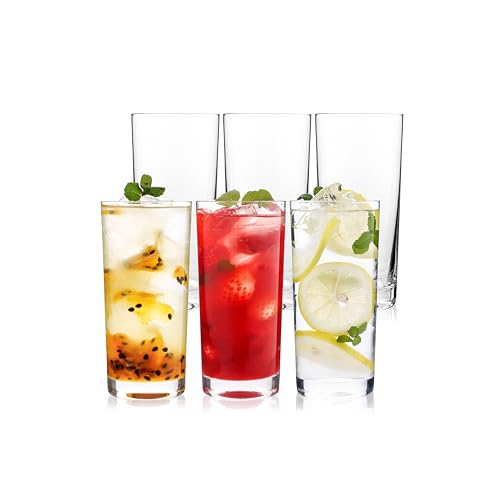 OUWO Highball Glasses Set of 12, 16oz Tall Drinking Glasses, Water Glass for Kitchen, Tom Collins Glasses, Mojito Glass Cups, Cocktail Glasses for Bar Glassware