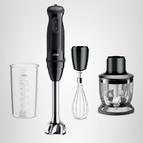 Braun MQ50202M MultiQuick Vario 5 Handheld Blender – 21-Speed Stick with Turbo Boost, Stainless Steel Blades, EasyClick System, 500W, Chopper, Whisk, Masher – Immersion Blender for Smoothies