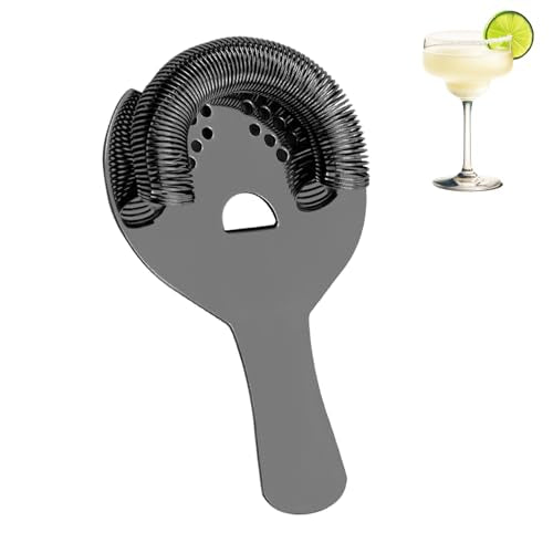 Sipoyen Black Cocktail Strainer for Drinks 2 Prong Hawthorne Strainer with Removable Spring Stainless Steel Bartending Strainer