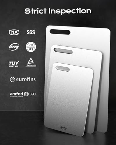Katori Titanium Cutting Board, 100% Pure Titanium Cutting Boards For Kitchen, Best Non Toxic chopping board, Dishwasher safe, Hygiene and Durability for Meat and fruit, New Package Design (3 PCS)
