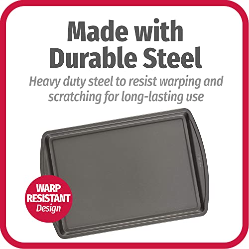 GoodCook Everyday Baking Sheet Set Nonstick Carbon Steel Standard-Sized Cookie Sheets for Even Baking, Bakeware Set Includes 3 Pans with Scratch-Resistant Finish, 13x9-Inch, Gray