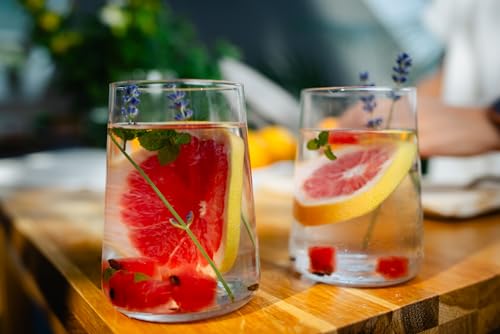 Krosno Infinity Drinking Glasses Set of 6 – 16.6 oz Water Juice Glasses, Modern Tapered Tumblers, Lead-Free Glassware, Clear Everyday Drinkware, Dishwasher Safe, Made in Europe