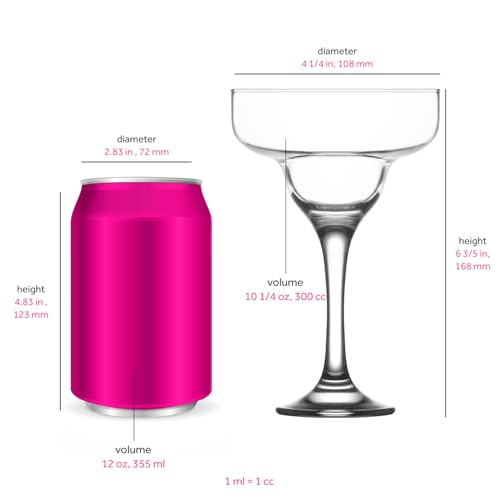 LAV Margarita Glasses Set of 4 - Margarita Cocktail Glasses 10.25 oz - Clear Daiquiri Glasses for Parties - Classic Cocktail Drinking Glasses for Frozen Drinks