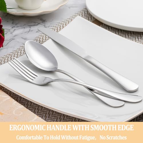 MUTNITT 30 Pcs Silverware Set Service for 6,Premium Stainless Steel Flatware Set,Mirror Polished Cutlery Utensil Sets,Durable Kitchen Eating Tableware Sets,Include Fork Knife Spoon,Dishwasher Safe