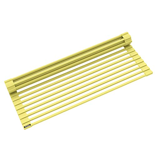 Kraus Multipurpose Workstation Sink Roll-Up Dish Drying Rack, Colander and Trivet in Yellow, KRM-11YL