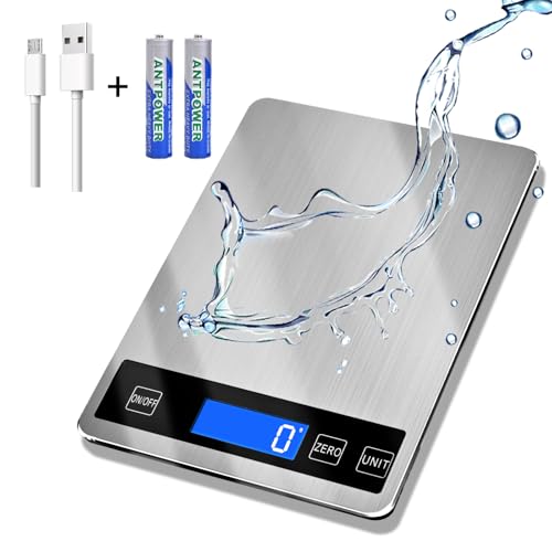 33lb Food Scale, Digital Kitchen Scale Batteries and USB Charging,1g/0.05oz Precise
