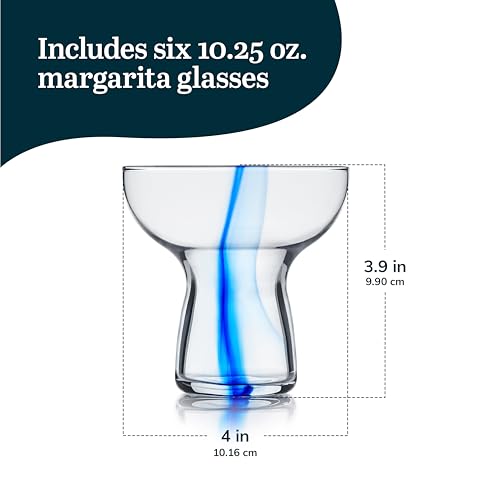 Libbey Blue Ribbon Stemless, Margarita Glasses, Artisan-Inspired, Elegant Margarita Glass Set of 6, Lightweight Mexican Glassware for Parties and More