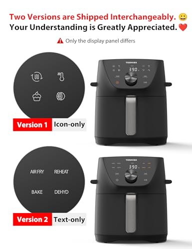 Toshiba 5.5QT Air Fryer with Heat-Q Technology, Quick and Easy Meals, 8 Preset Menus and Menu-IQ Function, 1-Degree Fahrenheit Precision, 90% Less Oil, Double-Sided Handles